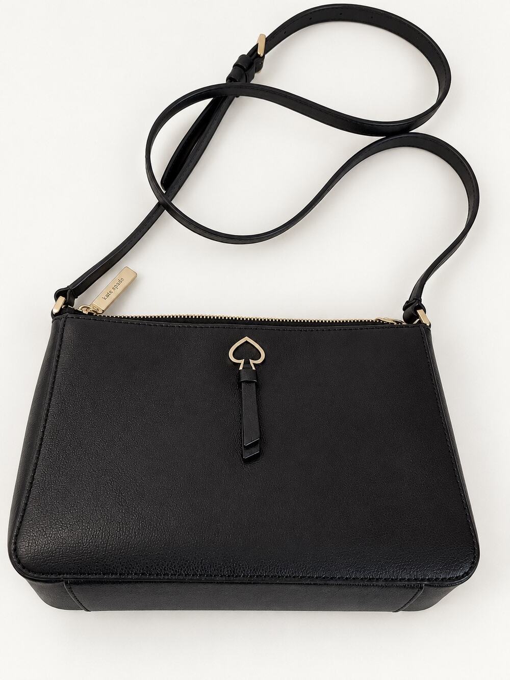 Kate Spade Black Leather Crossbody Bag Gold Spade Tassel